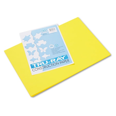 Pacon Tru-Ray Construction Paper, 76lb, 12 x 18, Yellow, PK50 103036